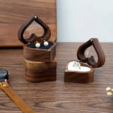 Heart Shape Wooden Jewelry Box Ring Display Holder