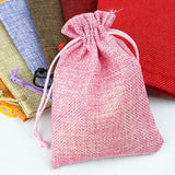10pcs Pink Fabric Jewelry Bag 10*14cm Burlap Drawstring Hessian Wedding Gift