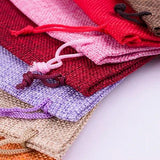 10pcs Pink Fabric Jewelry Bag 10*14cm Burlap Drawstring Hessian Wedding Gift