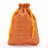 10pcs Orange Fabric Jewelry Bag 10*14cm Burlap Drawstring Hessian Gift Bag