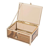 Brown Glass Cosmetic Jewelry Rectangle Organizer Display Stand