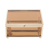 Brown Glass Cosmetic Jewelry Rectangle Organizer Display Stand