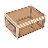 Brown Glass Cosmetic Jewelry Rectangle Organizer Display Stand