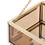 Brown Glass Cosmetic Jewelry Rectangle Organizer Display Stand
