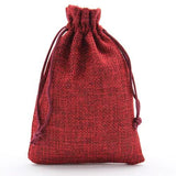 10pcs Wine Red Fabric Jewelry Bag 10x14cm Burlap Gift Drawstring Hessian Wedding