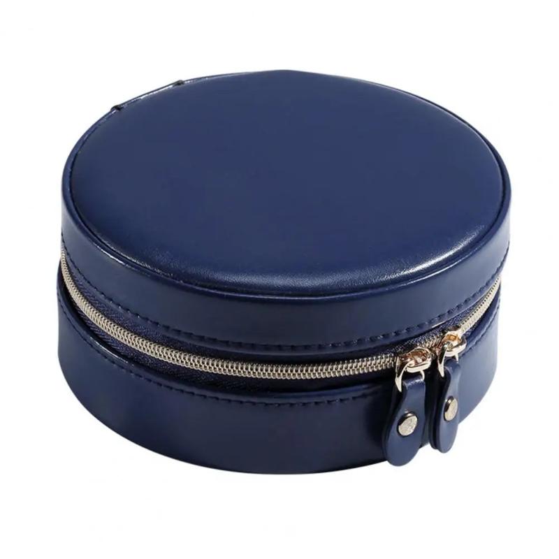 Jewelry Organizer Double Zipper Faux Leather Multiple Grids Earring Box