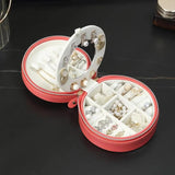 Jewelry Organizer Double Zipper Faux Leather Multiple Grids Earring Box
