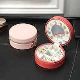 Jewelry Organizer Double Zipper Faux Leather Multiple Grids Earring Box