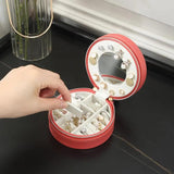 Jewelry Organizer Double Zipper Faux Leather Multiple Grids Earring Box