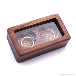 Walnut Wood Jewelry Box Engagement Wedding Ring Storage