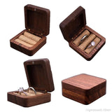 Walnut Wood Jewelry Box Engagement Wedding Ring Storage