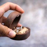 Walnut Wood Jewelry Box Engagement Wedding Ring Storage