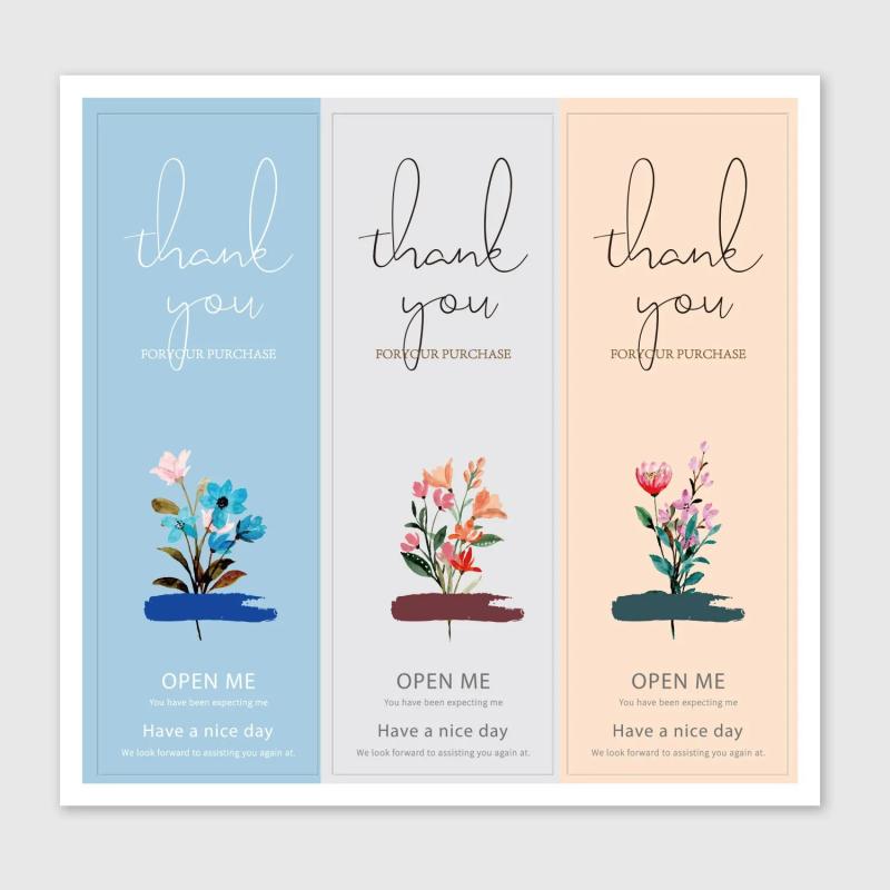 75PCS Flower Thank You Sealed Sticker Greeting Label Cards