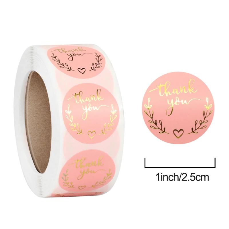 500pcs Pink Foil Thank You Stickers Adhesive Envelope Sealing Labels