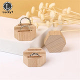Wooden Double Ring Display Stand Jewelry Holder with Organza Packaging