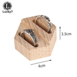 Wooden Double Ring Display Stand Jewelry Holder with Organza Packaging