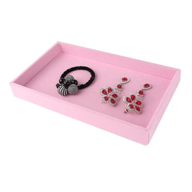 Velvet Jewelry Storage Tray Ring Bracelet Earring Holder Organizer