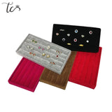 Velvet Jewelry Tray Ring Display Holder Case Earrings Storage Organizer