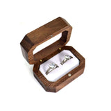 Retro Walnut Wooden Jewelry Ring Box Rustic Wedding Ring Holder