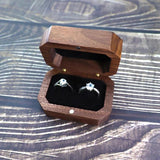 Retro Walnut Wooden Jewelry Ring Box Rustic Wedding Ring Holder