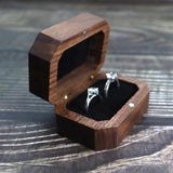 Retro Walnut Wooden Jewelry Ring Box Rustic Wedding Ring Holder