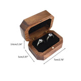 Retro Walnut Wooden Jewelry Ring Box Rustic Wedding Ring Holder