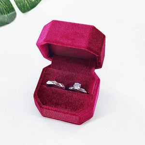 Velvet Ring Box Double Rings Storage Box Wedding Display Box