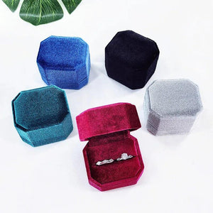 Velvet Ring Box Double Rings Storage Box Wedding Display Box