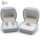 Grey Velvet Ring Earrings Necklace Holder Box Pendant Box
