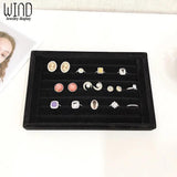 Portable Velvet Jewelry Ring Display Case Earring Storage Organizer
