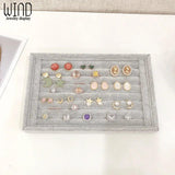 Portable Velvet Jewelry Ring Display Case Earring Storage Organizer