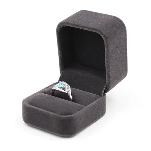Valentijnsdag Dubbele Ring Box Fluwelen Zwart