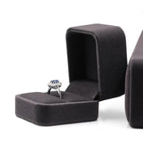 Valentijnsdag Dubbele Ring Box Fluwelen Zwart
