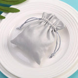 10pcs Gray Flannel Gift Bags Drawstring Pouch Logo Packaging