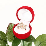 Rose Flower Ring Box Flocking Wedding Propose Engagement