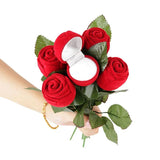 Rose Flower Ring Box Flocking Wedding Propose Engagement