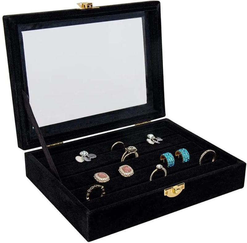 Velvet Ring Tray Jewelry Organizer Display Case