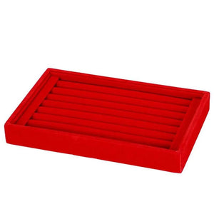 7 Slots Velvet Glass Ring Jewelry Display Storage Box Tray Case Holder