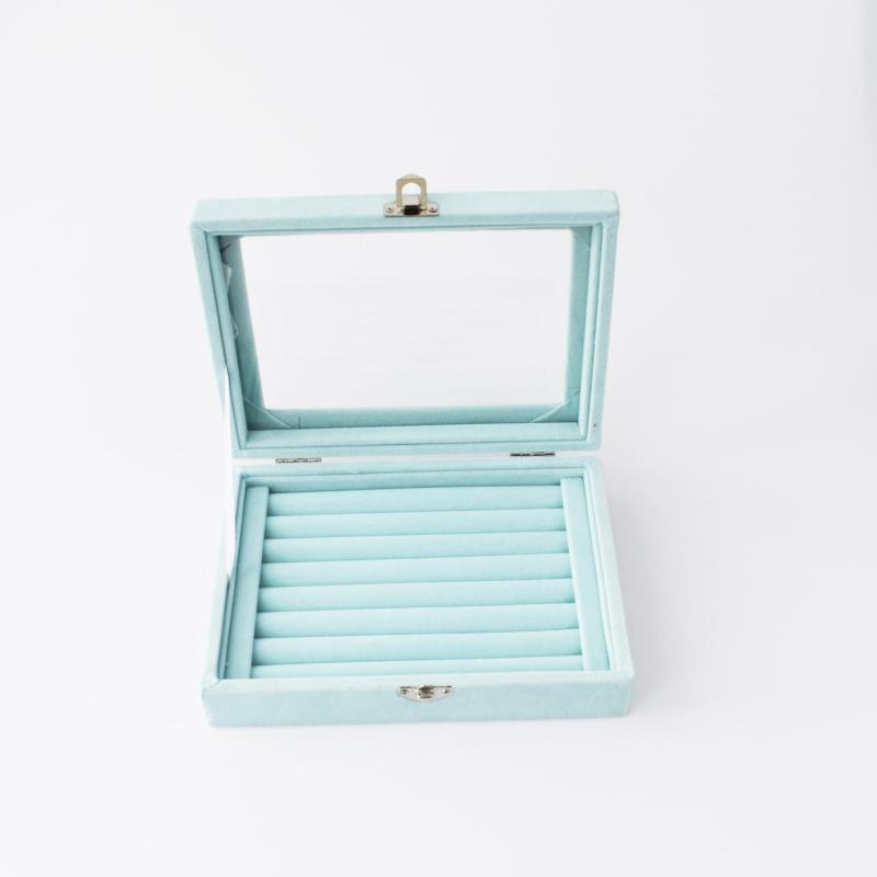7 Slots Velvet Earring Storage Case Display Box Ring Organizer