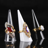 Clear Acrylic Solid Finger Cone Ring Stand Holder Showcase