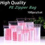 100pcs Small Zip Lock Plastic Bags Transparent Jewelry Vacuum Storage Bag 0.12mm