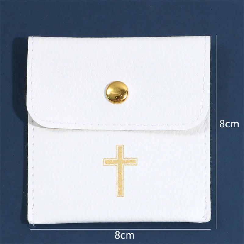 Rosary Necklace Pouch with Cross Gift Bag
