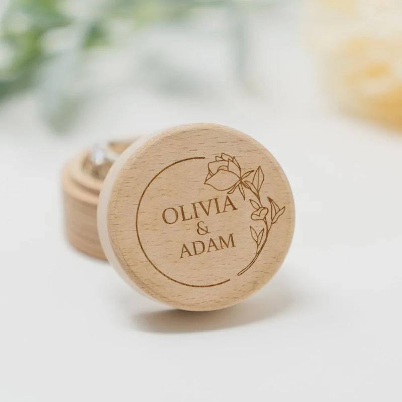 Personalized Wooden Wedding Ring Box Keepsake Proposal Holder