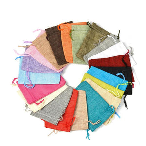 10Pcs/Lot Multi-Color Jewelry Gift Drawstring Bags Jute Ring Necklace Burlap Sto