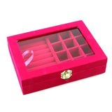 Velvet Clear Lid&Lock Ring Display Box Jewelry Organizer