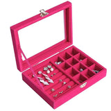 Velvet Clear Lid&Lock Ring Display Box Jewelry Organizer