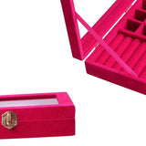 Velvet Clear Lid&Lock Ring Display Box Jewelry Organizer