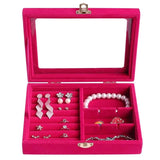 Velvet Clear Lid&Lock Ring Display Box Jewelry Organizer