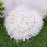 Sunflower Ring Cushion Heart Lace Box Pillow Wedding Ceremony Gift
