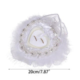 Sunflower Ring Cushion Heart Lace Box Pillow Wedding Ceremony Gift